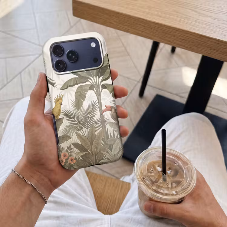 Telefoonhoesje Toughcase - Vogel - Jungle - Tropisch - Illustratie - Groen — 4