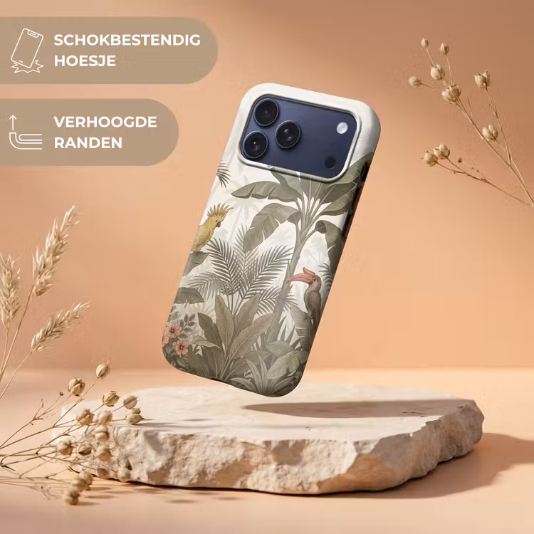 Telefoonhoesje Toughcase - Vogel - Jungle - Tropisch - Illustratie - Groen — 5