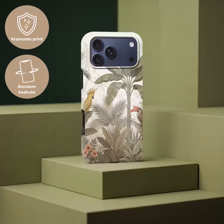 Telefoonhoesje Toughcase - Vogel - Jungle - Tropisch - Illustratie - Groen — 7