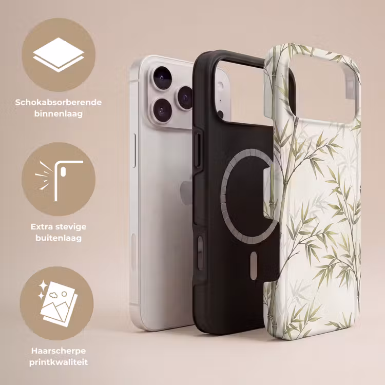 Telefoonhoesje Toughcase - Bamboe - Bladeren - Natuur - Aquarel - Groen — 3