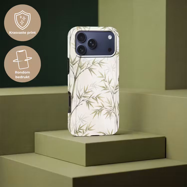 Telefoonhoesje Toughcase - Bamboe - Bladeren - Natuur - Aquarel - Groen — 7