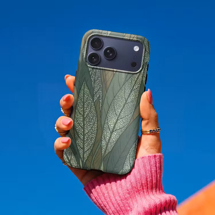 Telefoonhoesje Toughcase - Bladeren - Patroon - Gestippeld - Natuur - Groen — 2
