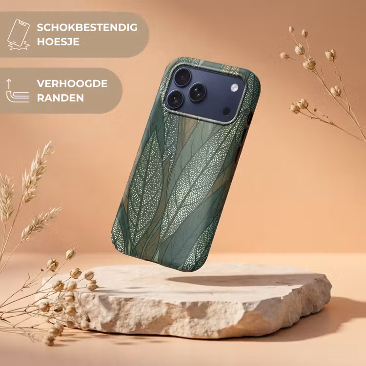 Telefoonhoesje Toughcase - Bladeren - Patroon - Gestippeld - Natuur - Groen — 5