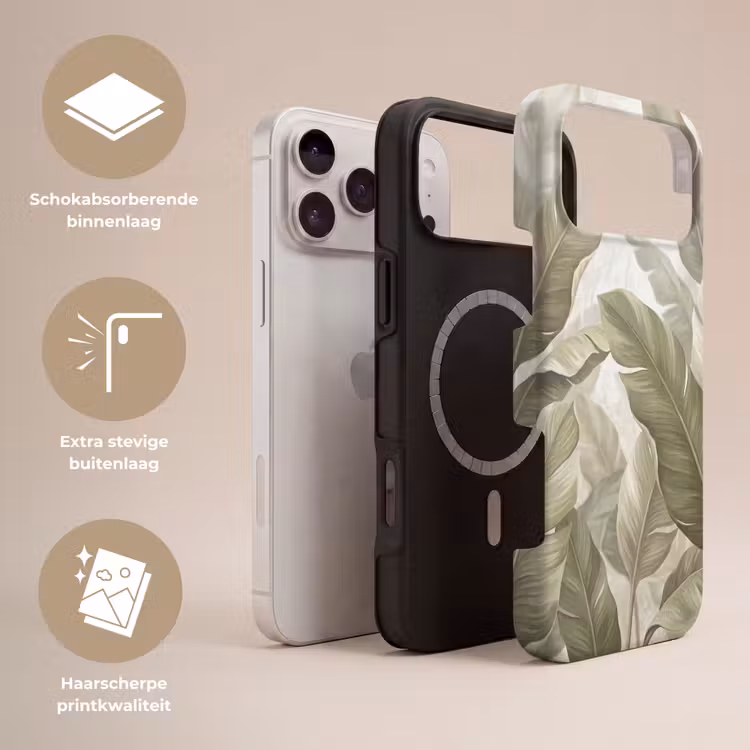 Telefoonhoesje Toughcase - Bladeren - Tropisch - Natuur - Abstract - Beige — 3