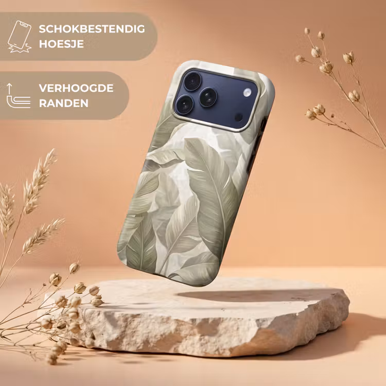Telefoonhoesje Toughcase - Bladeren - Tropisch - Natuur - Abstract - Beige — 5