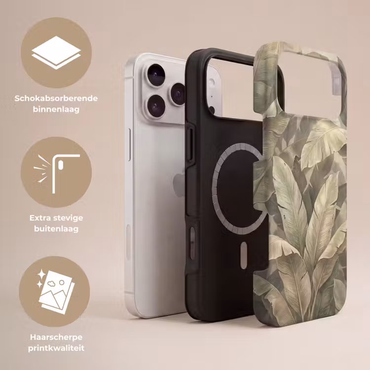 Telefoonhoesje Toughcase - Bladeren - Tropisch - Natuur - Modern - Beige — 3