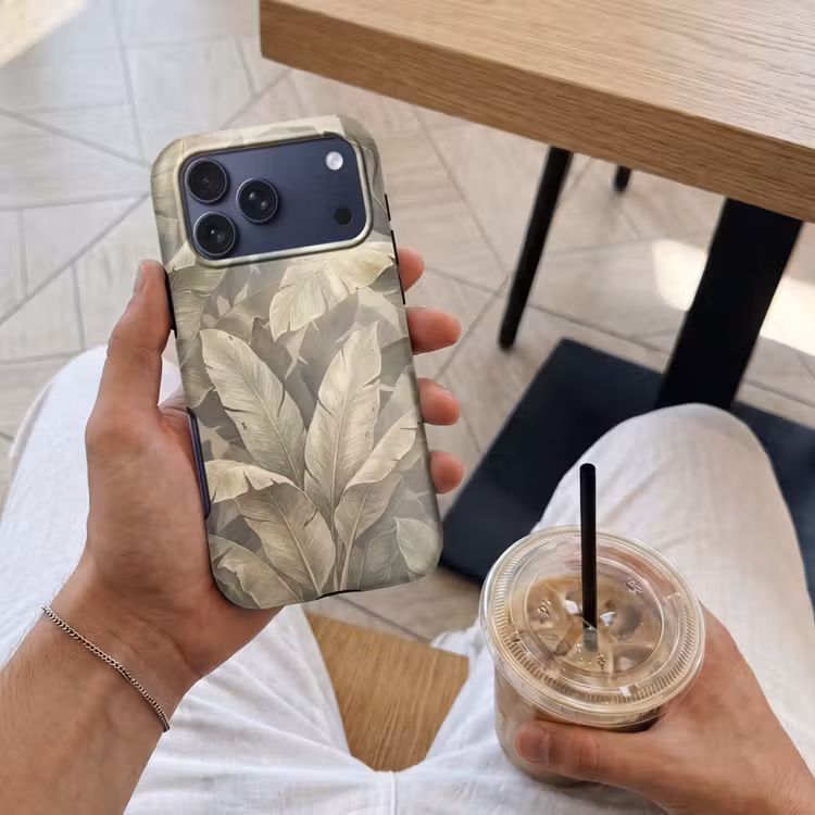 Telefoonhoesje Toughcase - Bladeren - Tropisch - Natuur - Modern - Beige — 4