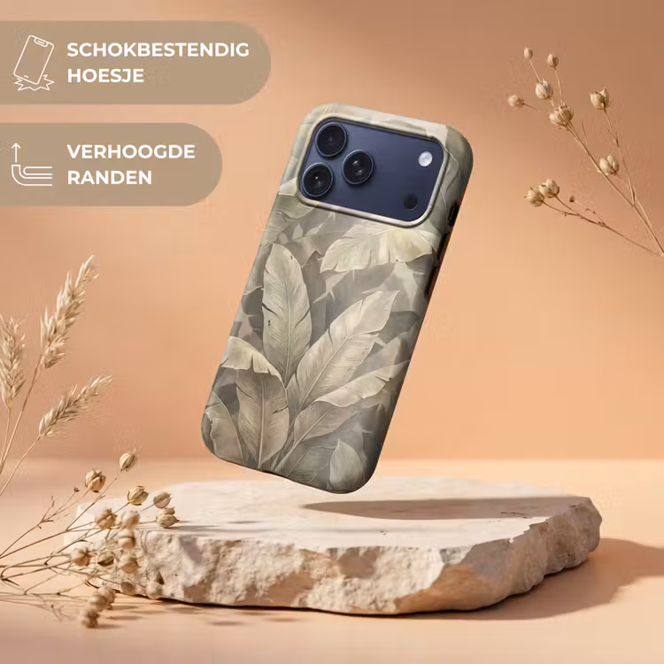 Telefoonhoesje Toughcase - Bladeren - Tropisch - Natuur - Modern - Beige — 5