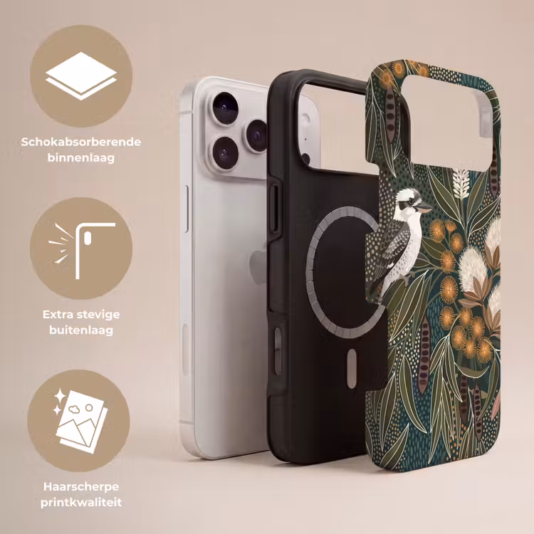 Telefoonhoesje Toughcase - Vogel - Bladeren - Natuur - Illustratie - Groen — 3