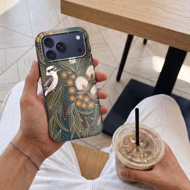 Telefoonhoesje Toughcase - Vogel - Bladeren - Natuur - Illustratie - Groen — 4