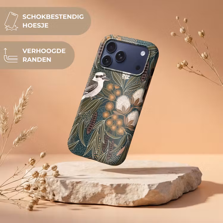 Telefoonhoesje Toughcase - Vogel - Bladeren - Natuur - Illustratie - Groen — 5