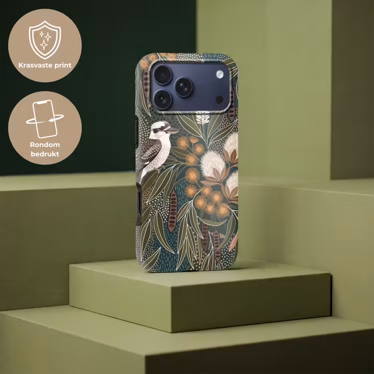 Telefoonhoesje Toughcase - Vogel - Bladeren - Natuur - Illustratie - Groen — 7
