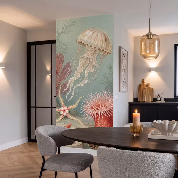 Behang - Zeeleven - Kwal - Onderwater - Illustratie - Beige — 5