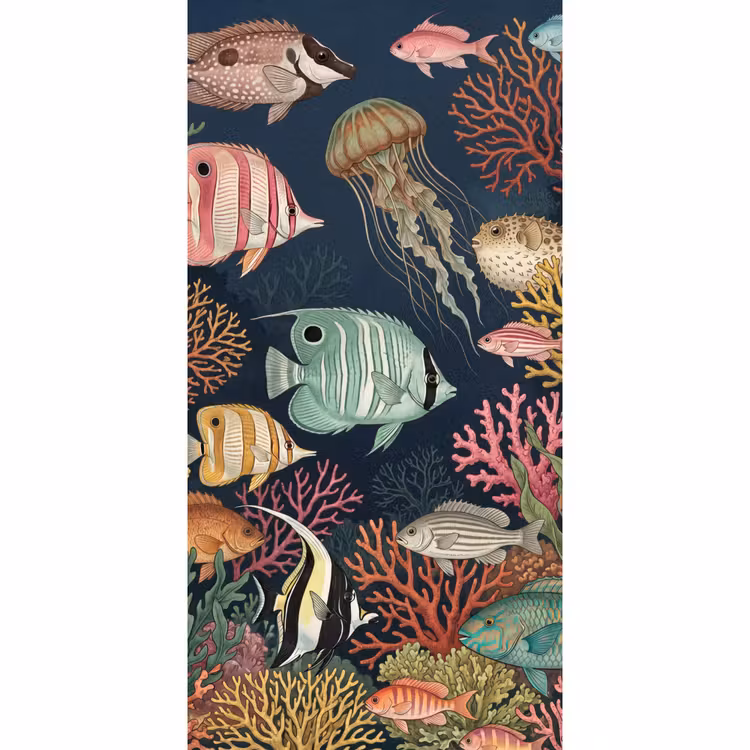 Behang - Onderwaterwereld - Vissen - Koraal - Illustratie - Kleurrijk — 2