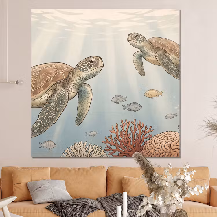 Forex - Schildpad - Onderwater - Natuur - Illustratie — 4