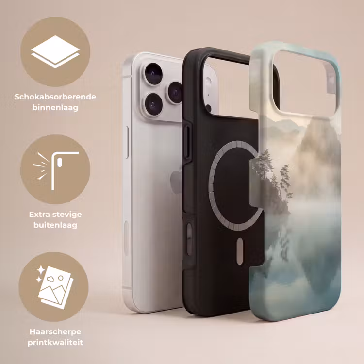 Telefoonhoesje Toughcase - Landschap - Bergen - Mist - Water - Natuur — 3