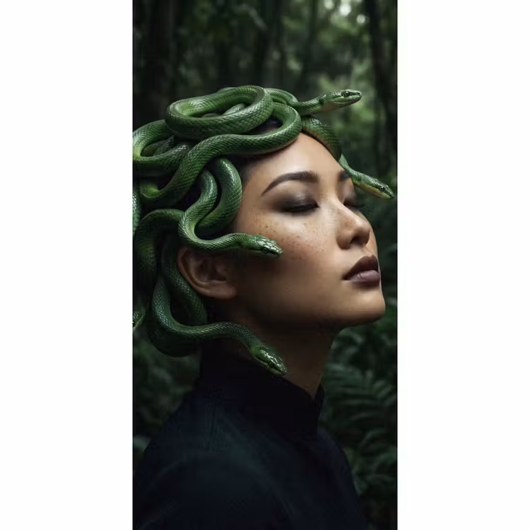 Behang - Vrouw - Slang - Natuur - Mystiek - Groen — 2