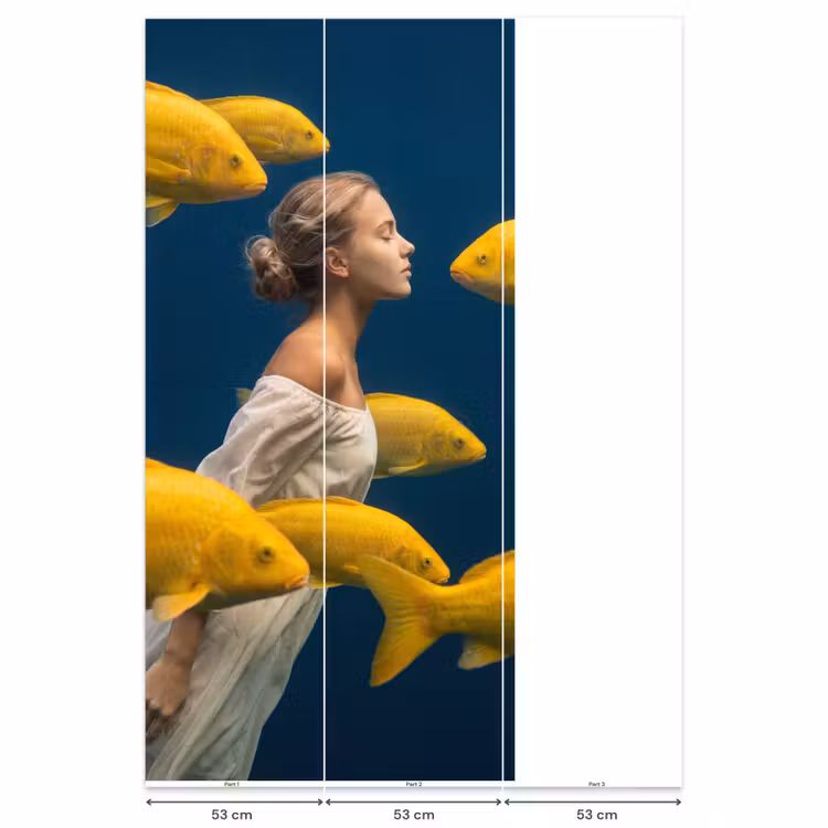 Behang - Vrouw - Vis - Water - Natuur - Geel — 6