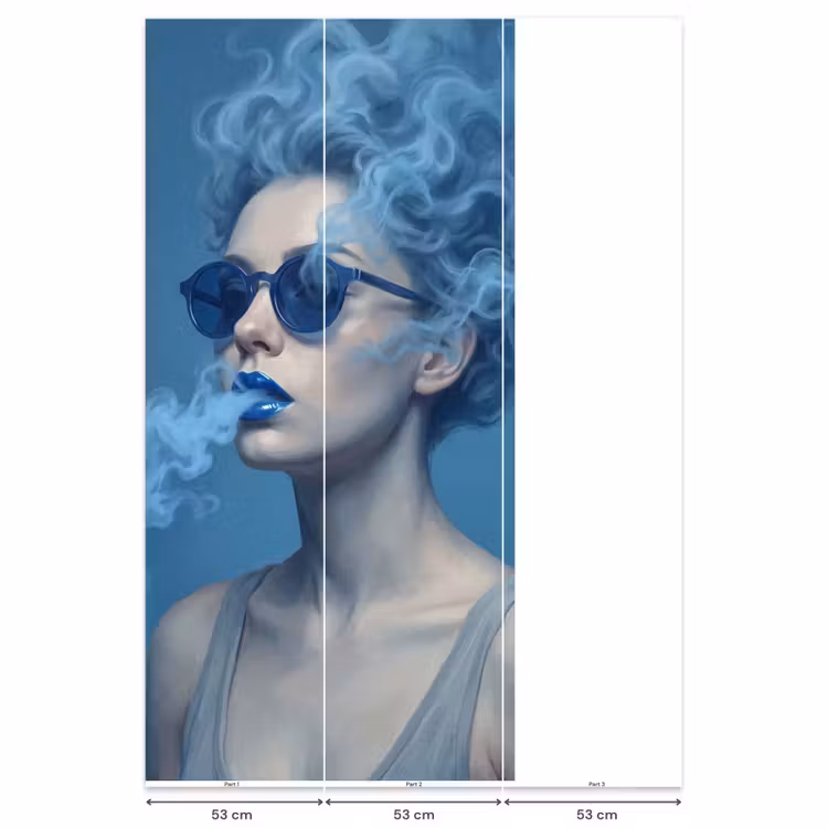 Behang - Portret - Zonnebril - Rook - Abstract - Blauw — 6