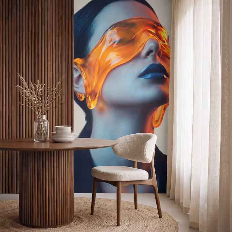 Behang - Vrouw - Oranje - Abstract - Modern - Kleurrijk — 4
