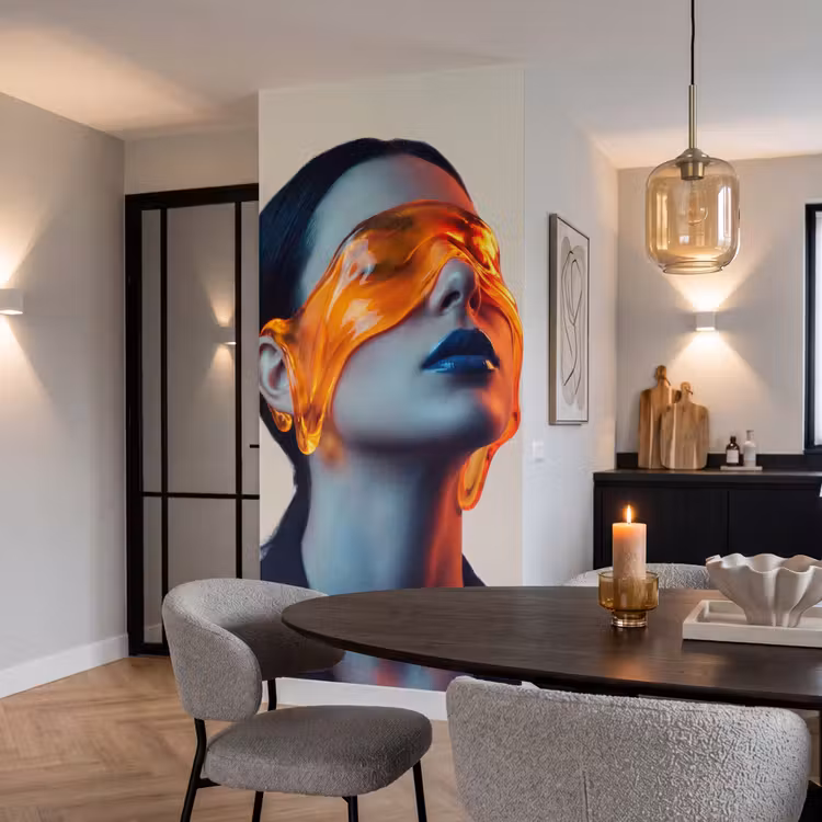 Behang - Vrouw - Oranje - Abstract - Modern - Kleurrijk — 5