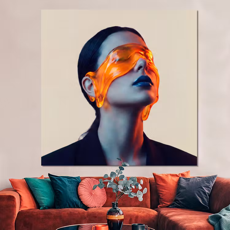 Forex - Vrouw - Oranje - Abstract - Modern - Kleurrijk — 3