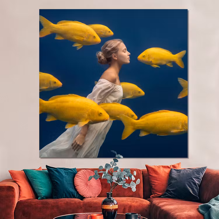 Forex - Vrouw - Vis - Water - Natuur - Geel — 3