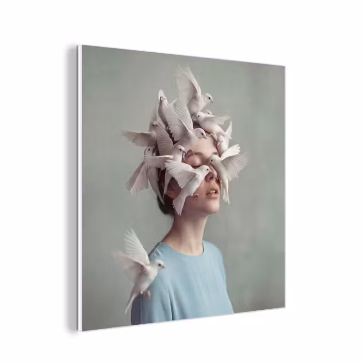 Forex - Vrouw - Vogels - Abstract - Modern - Wit — 1