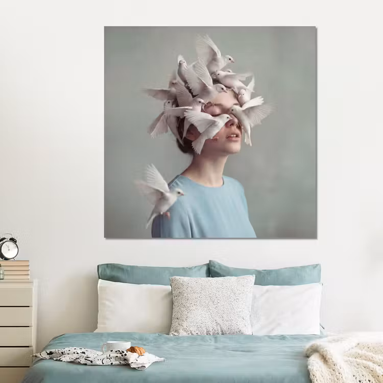 Forex - Vrouw - Vogels - Abstract - Modern - Wit — 2