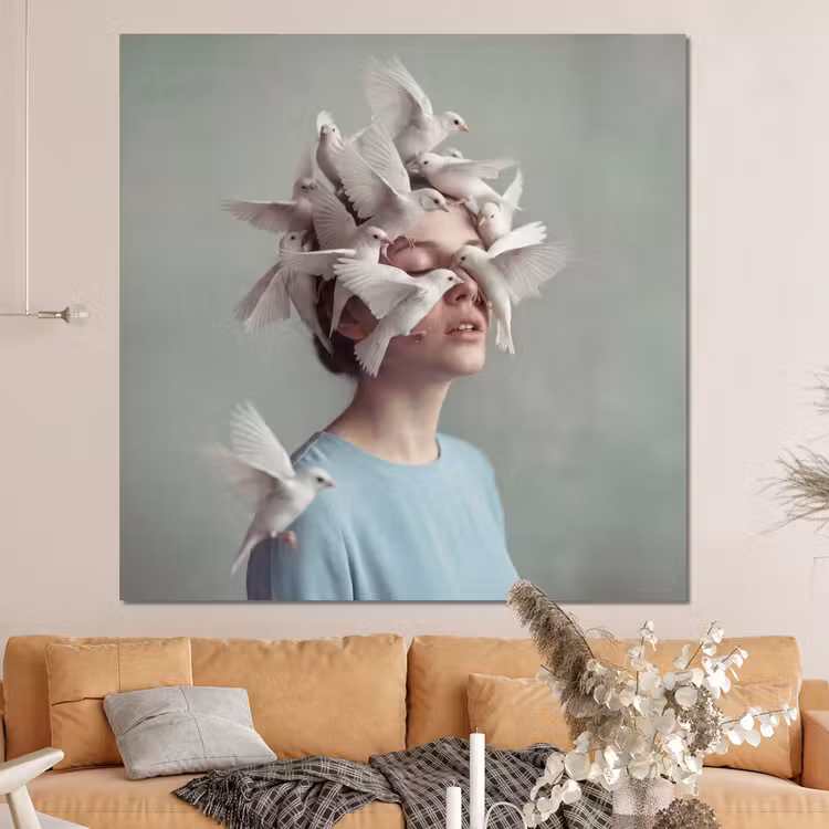 Forex - Vrouw - Vogels - Abstract - Modern - Wit — 4