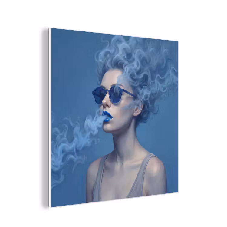 Forex - Portret - Zonnebril - Rook - Abstract - Blauw — 1