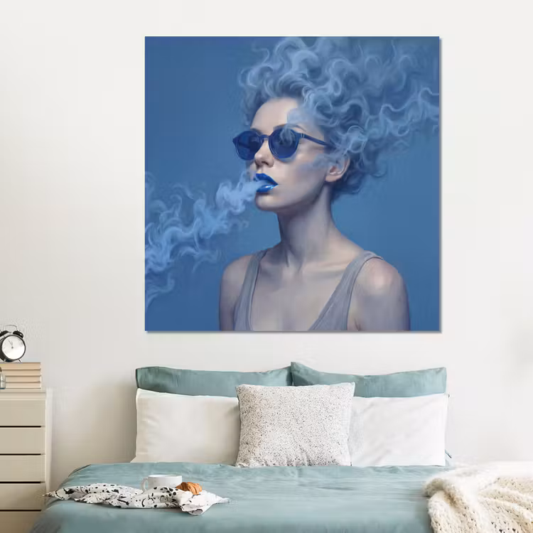 Forex - Portret - Zonnebril - Rook - Abstract - Blauw — 2