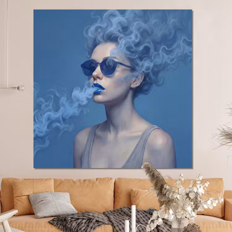 Forex - Portret - Zonnebril - Rook - Abstract - Blauw — 4