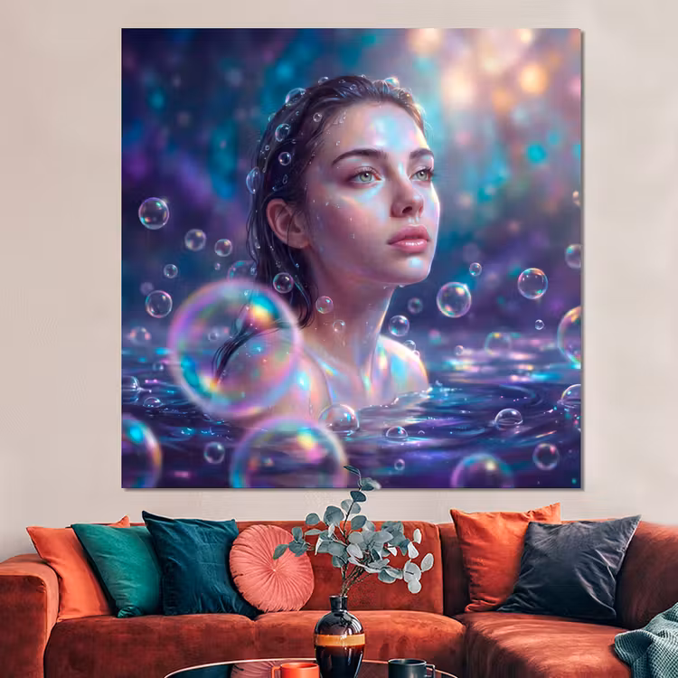 Forex - Vrouw - Water - Portret - Kleurrijk - Modern — 3