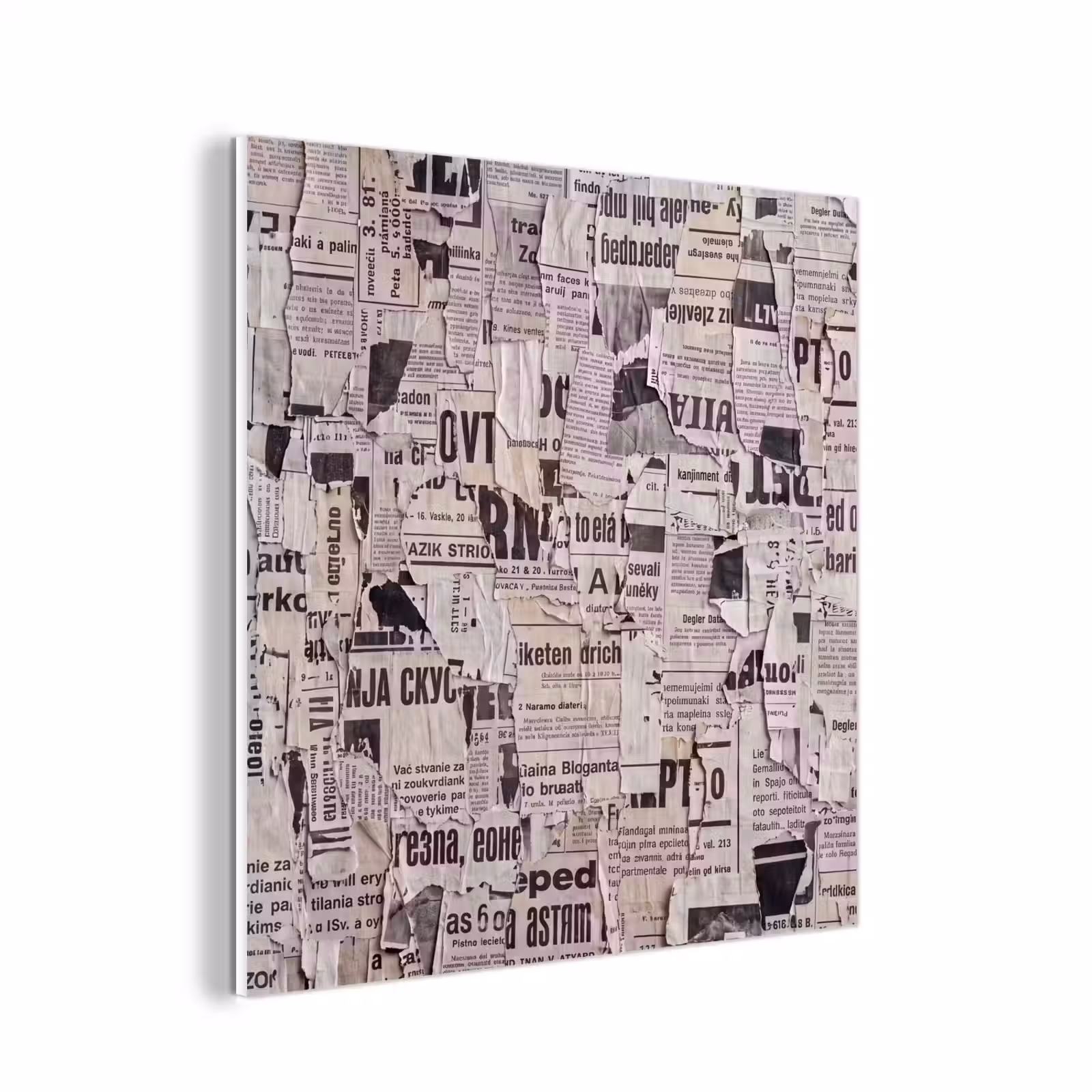 Forex - Krant - Gescheurd - Textuur - Abstract - Zwart-wit — 1
