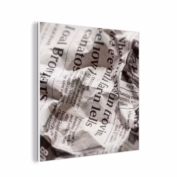 Forex - Krant - Gekreukeld - Textuur - Vintage - Zwart-wit — 1
