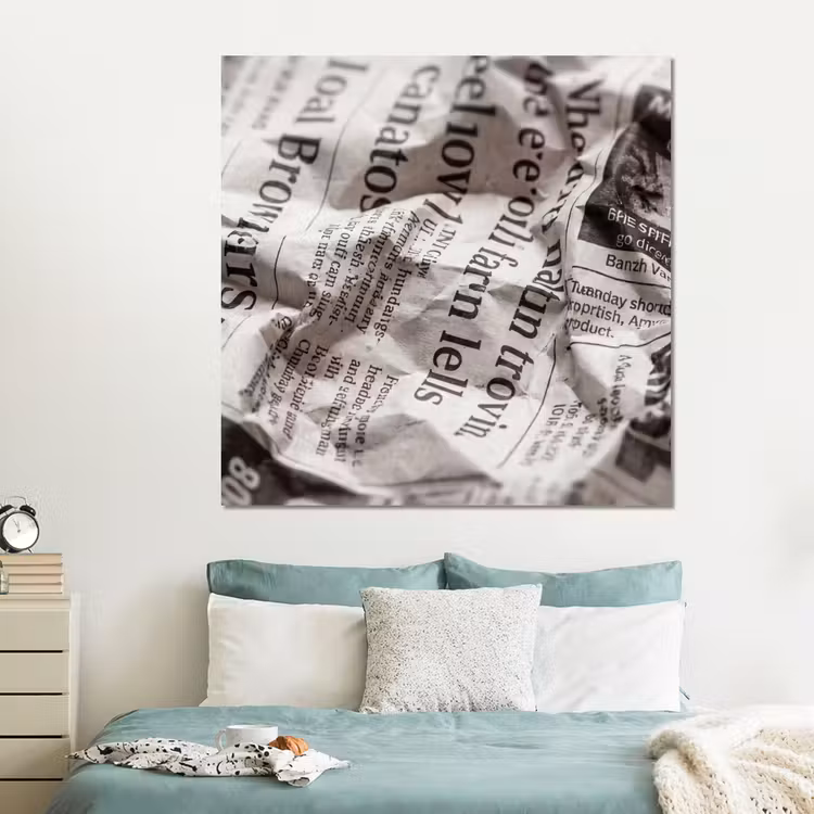 Forex - Krant - Gekreukeld - Textuur - Vintage - Zwart-wit — 2