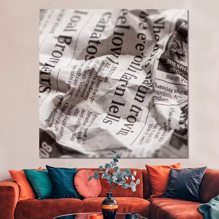 Forex - Krant - Gekreukeld - Textuur - Vintage - Zwart-wit — 3