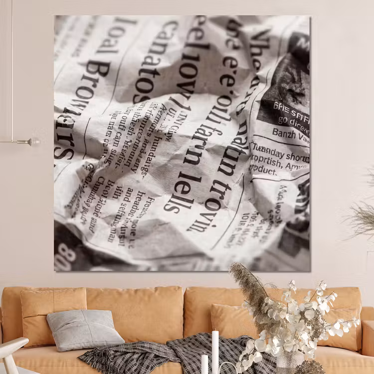 Forex - Krant - Gekreukeld - Textuur - Vintage - Zwart-wit — 4