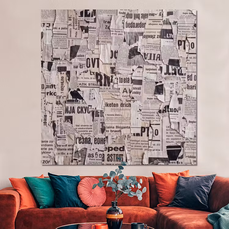 Forex - Krant - Gescheurd - Textuur - Abstract - Zwart-wit — 3