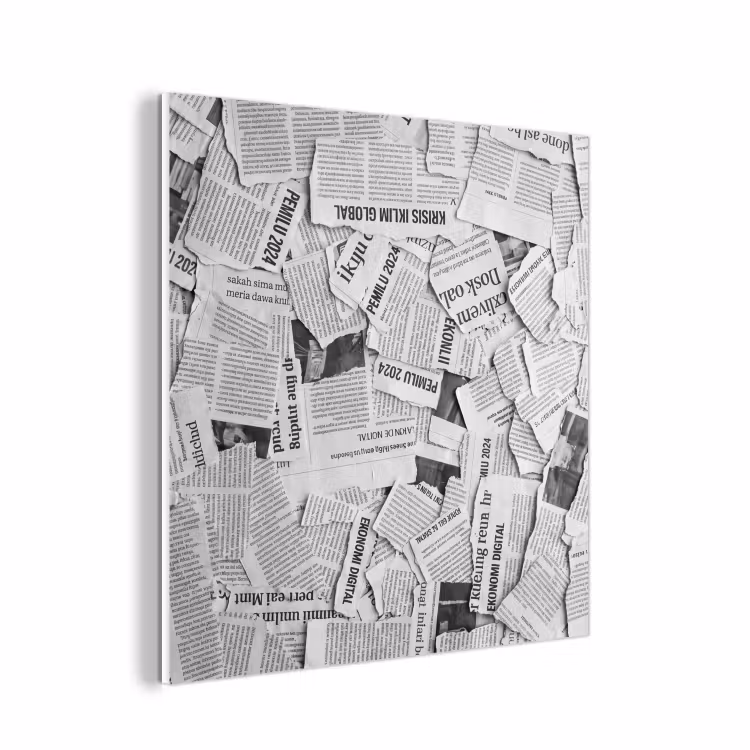 Forex - Krant - Versnipperd - Textuur - Zwart-wit - Abstract — 1