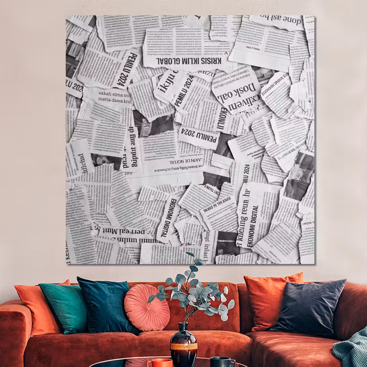 Forex - Krant - Versnipperd - Textuur - Zwart-wit - Abstract — 3