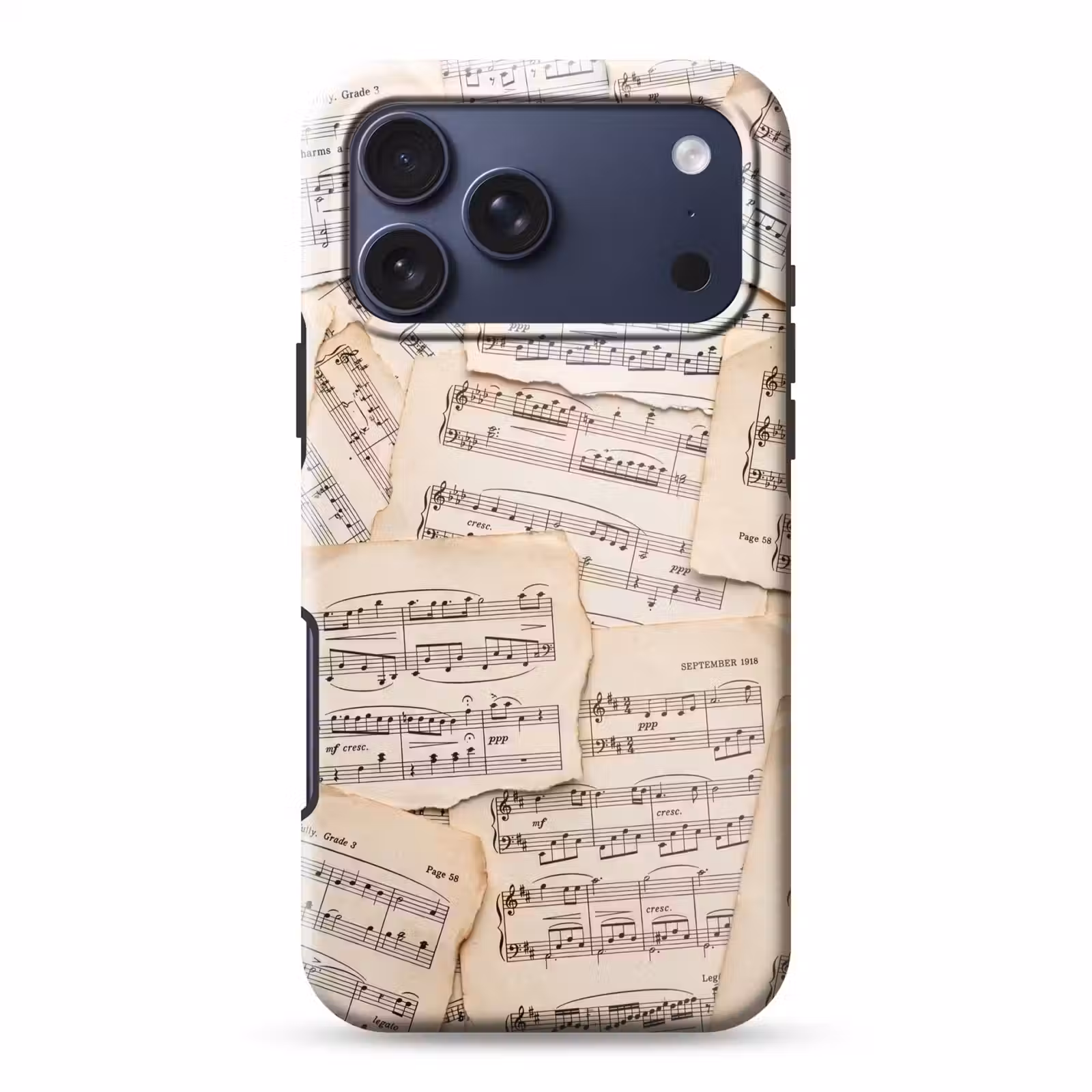 Telefoonhoesje Toughcase - Bladmuziek - Oud - Noten - Vintage - Beige — 1