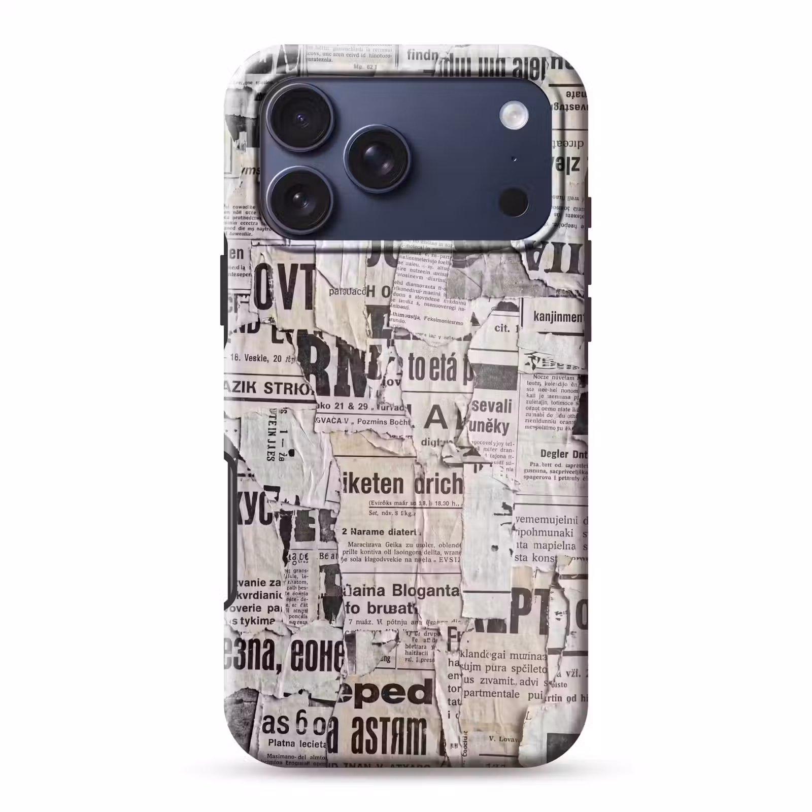 Telefoonhoesje Toughcase - Krant - Gescheurd - Textuur - Abstract - Zwart-wit — 1