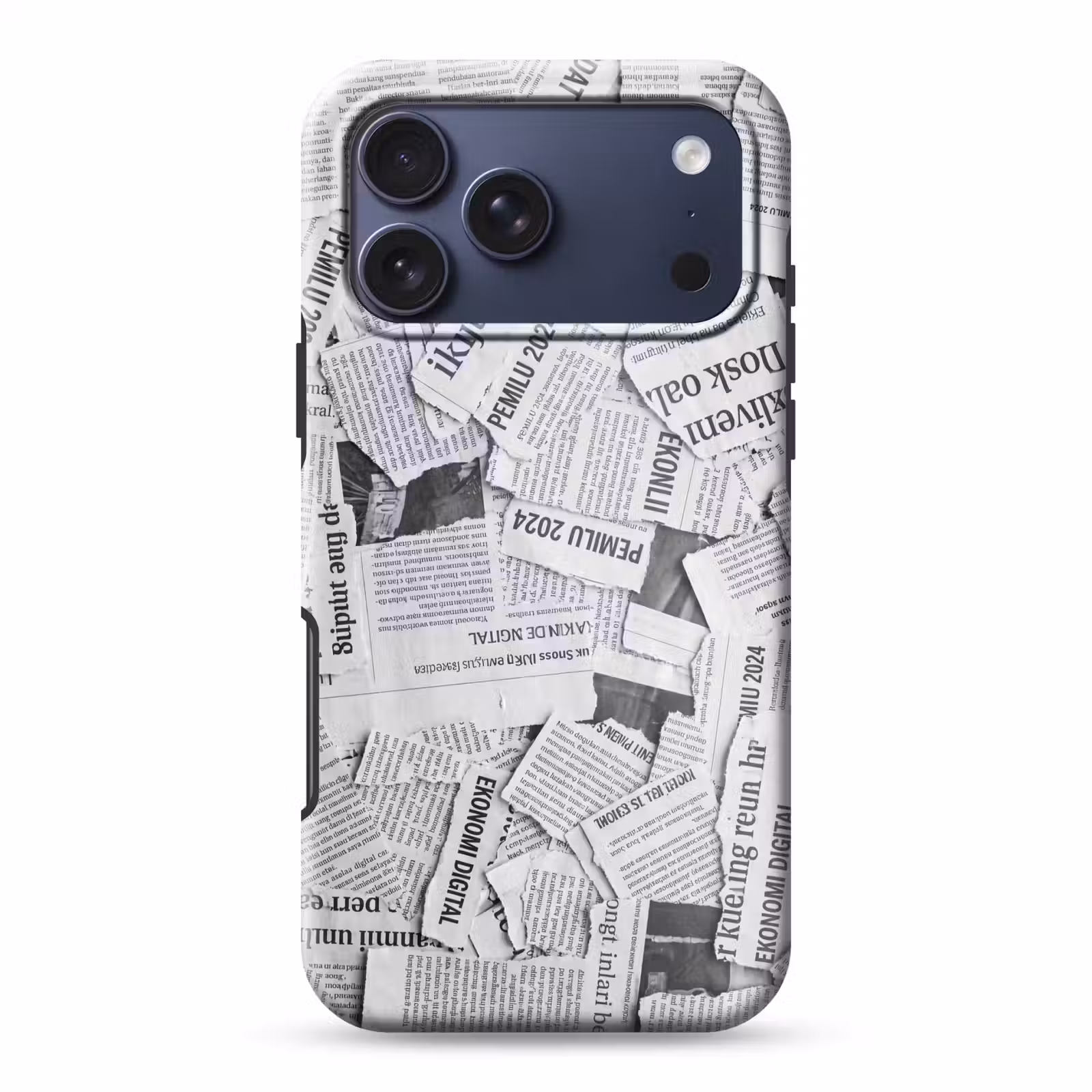 Telefoonhoesje Toughcase - Krant - Versnipperd - Textuur - Zwart-wit - Abstract — 1
