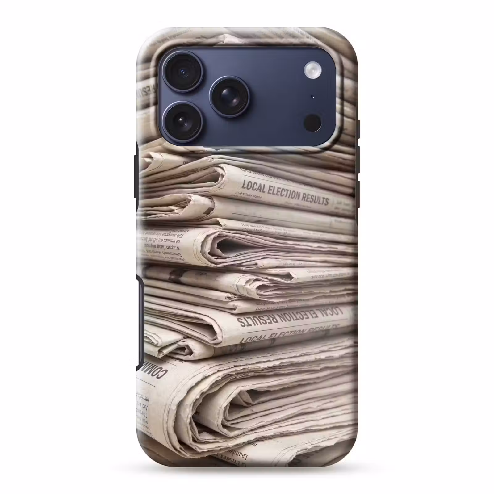 Telefoonhoesje Toughcase - Kranten - Stapel - Nieuws - Vintage - Beige — 1