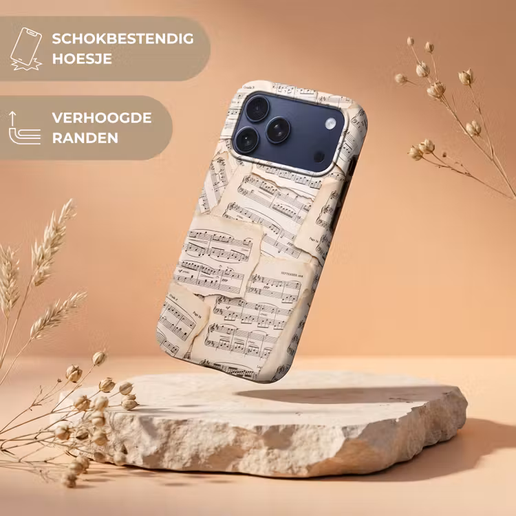 Telefoonhoesje Toughcase - Bladmuziek - Oud - Noten - Vintage - Beige — 5