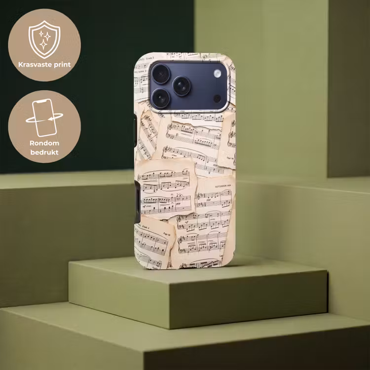Telefoonhoesje Toughcase - Bladmuziek - Oud - Noten - Vintage - Beige — 7