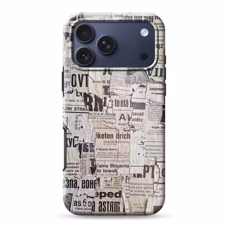 Telefoonhoesje Toughcase - Krant - Gescheurd - Textuur - Abstract - Zwart-wit — 1