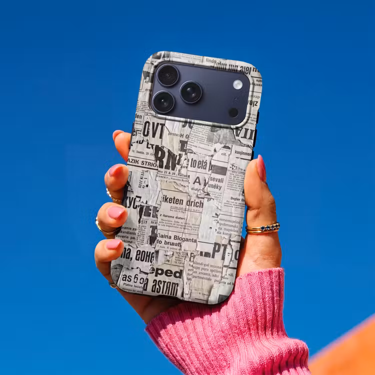 Telefoonhoesje Toughcase - Krant - Gescheurd - Textuur - Abstract - Zwart-wit — 2
